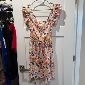 Floral Ruffle Sleeve Dress